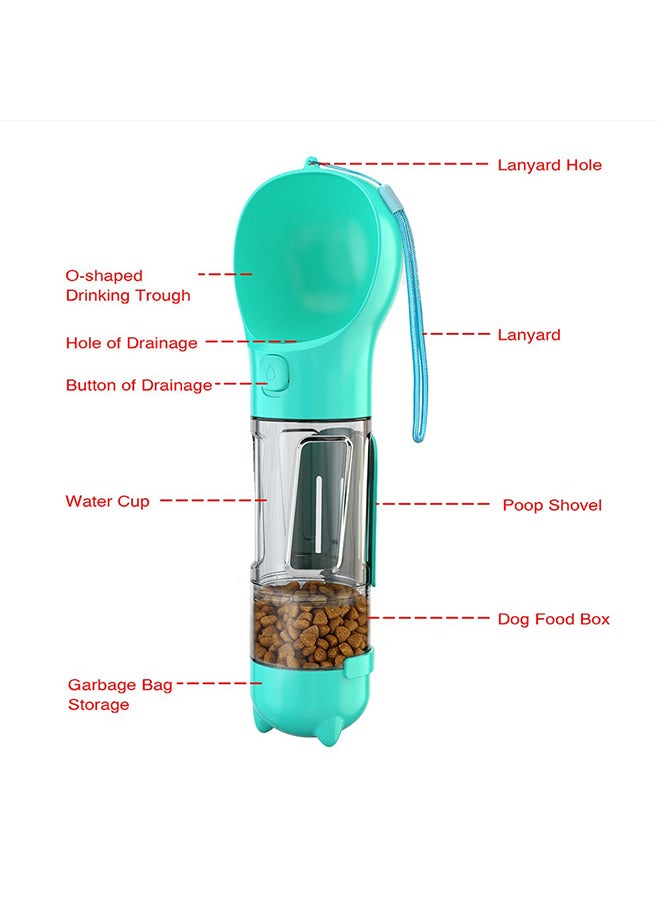 زجاجة مياه مع علبة طعام محمولة للحيوانات الأليفة أخضر 32.7x10x9.7سم - Image 3