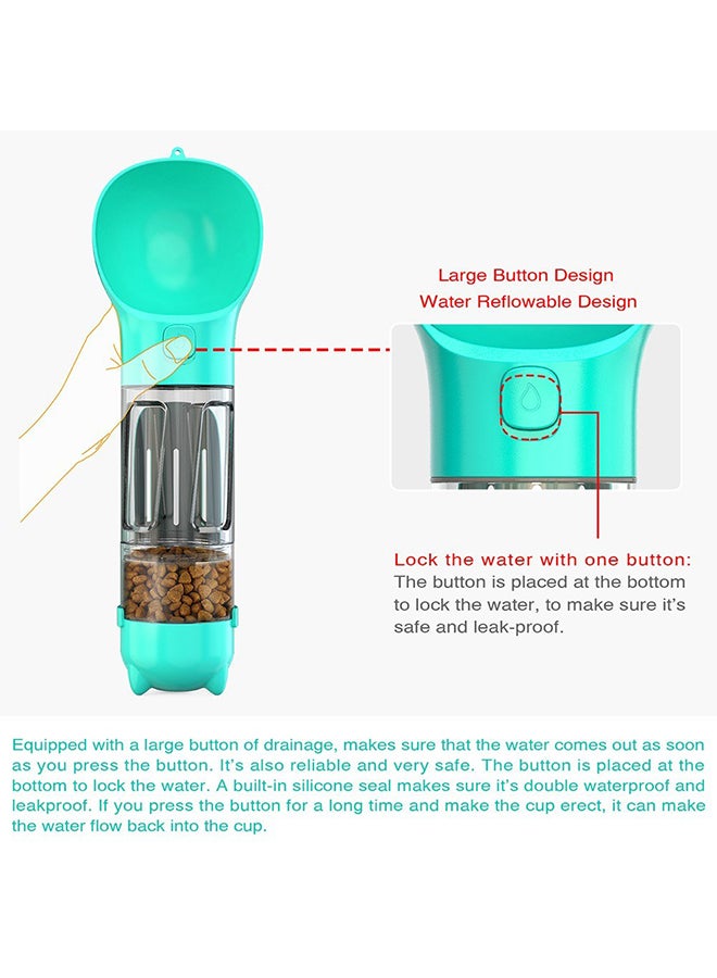 زجاجة مياه مع علبة طعام محمولة للحيوانات الأليفة أخضر 32.7x10x9.7سم - Image 2