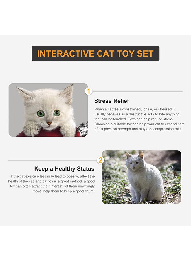 14 Piece Variety Pet Toys Pack Set Including Feather Mouse Tunnel Multicolour 34x30x7cm - Image 2