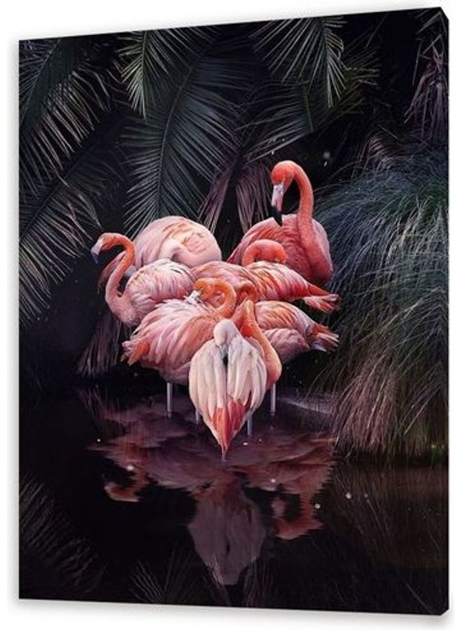 Flamingo Themed Canvas Wall Art Multicolour M - Image 1