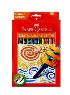 FABER-CASTELL 12-Piece Twist Crayon Set Yellow/Pink/Blue 