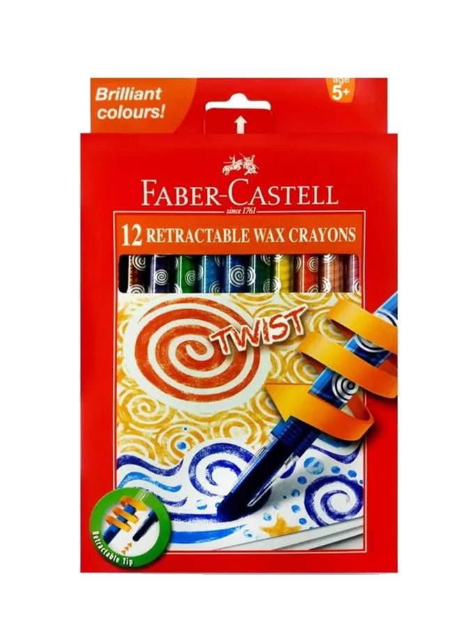 FABER-CASTELL 12-Piece Twist Crayon Set Yellow/Pink/Blue 