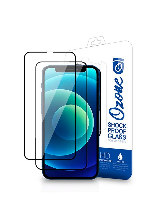 O Ozone 2-Piece Tempered Glass Screen Protector For Apple iPhone 12 Mini Black