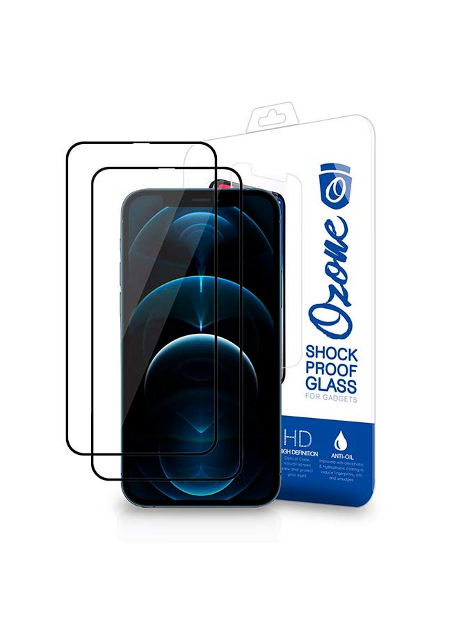 O Ozone 2-Piece Tempered Glass Screen Protector For Apple iPhone 12 Pro Max Black 