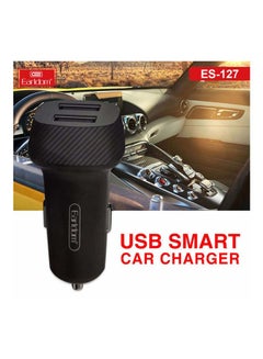 Earldom Car Charger With 2 USB Port along with cable for Charging IOS And Android Smart Phones Black  - Image 1