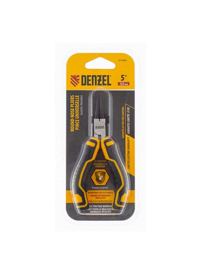 denzeL Round-Nose Pliers Silver/Black/Yellow 5inch - Image 3