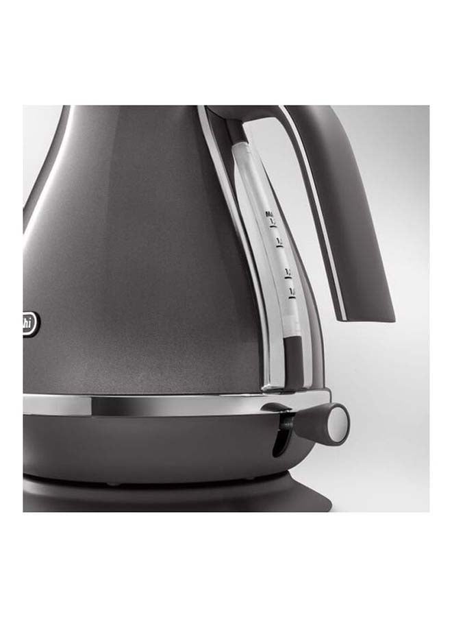 De'Longhi Icona Capitals Grey Vintage Style Kettle, 1.7 L Capacity with Water Level Indicator, 360 Swivel Base, Anti-Slip Feet, Soft Opening Lid, Premium Stainless Steel 1.7 L 3000 W KBOT3001.GY Grey  - Image 4
