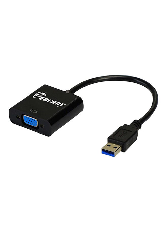 أليش كابل محول من منفذ USB 3.0/2.0 ذكر إلى VGA أنثى أسود  - Image 1