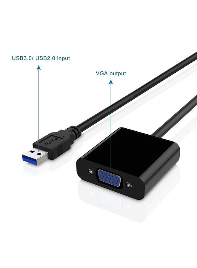 أليش كابل محول من منفذ USB 3.0/2.0 ذكر إلى VGA أنثى أسود  - Image 5