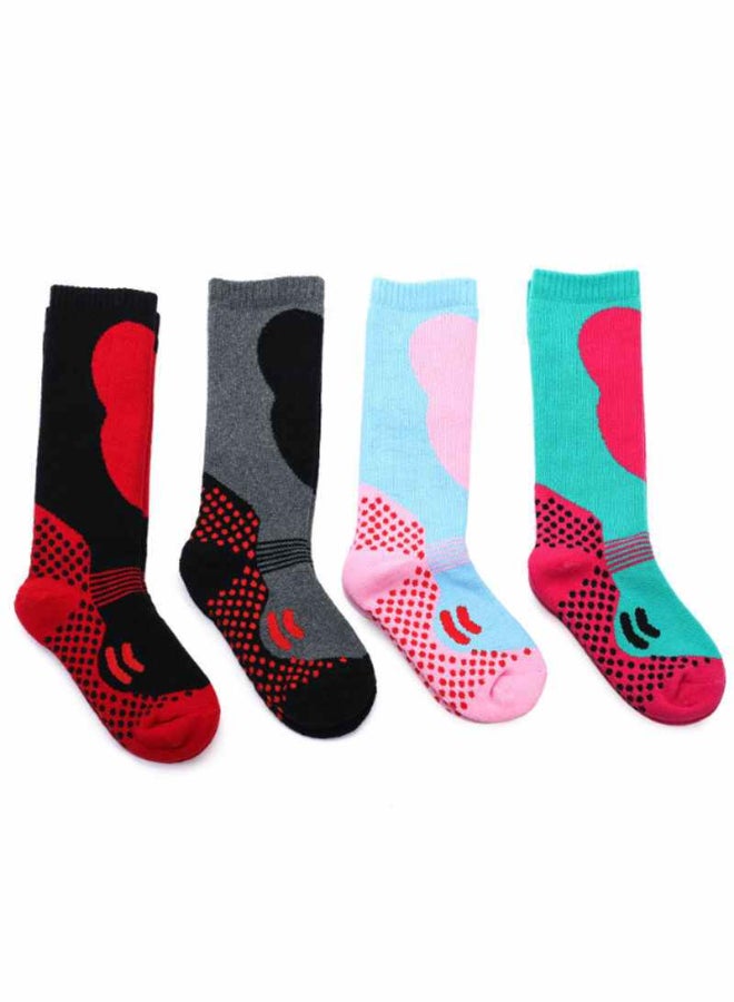 طقم جوارب تزلج احترافية رياضية من زوجين أحمر وأسود - Image 3