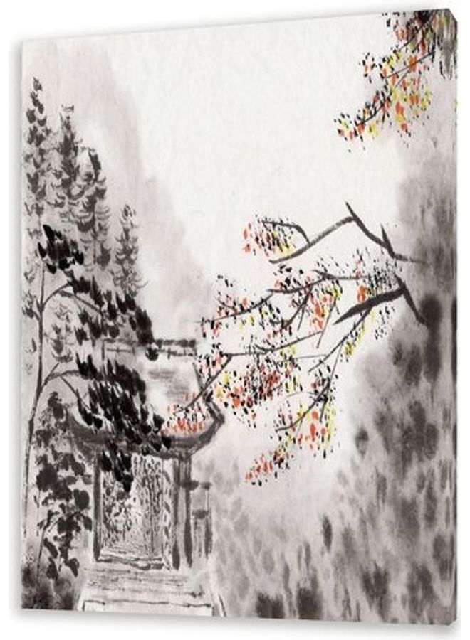 Nature Themed Canvas Wall Art White/Black/Red S - Image 1