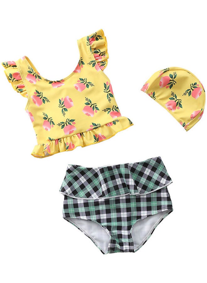 XiuWoo 2-Piece Girl's Cute Swimwear with Cap 100cm 
