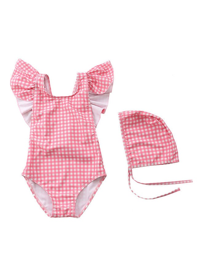 XiuWoo Girl's Cute Swimwear With Cap 110cm 