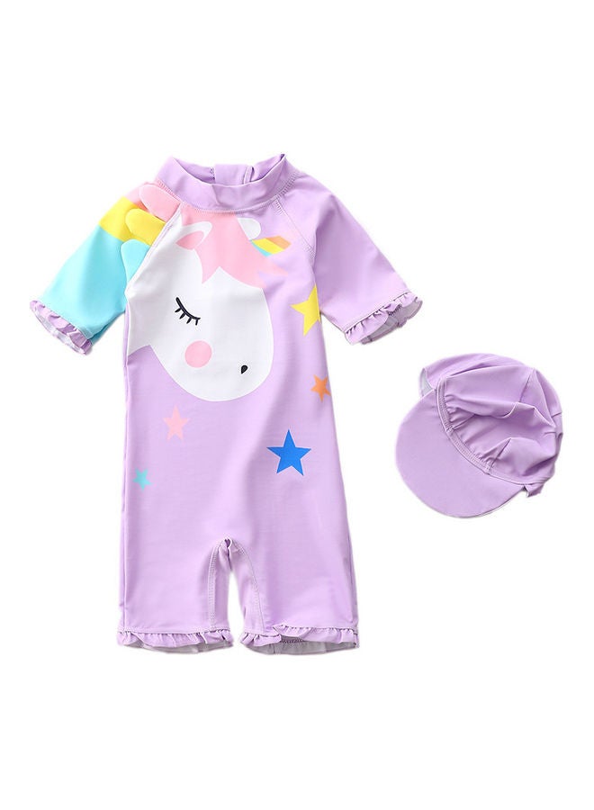 XiuWoo Girl's Cute Swimwear With Cap 80cm 