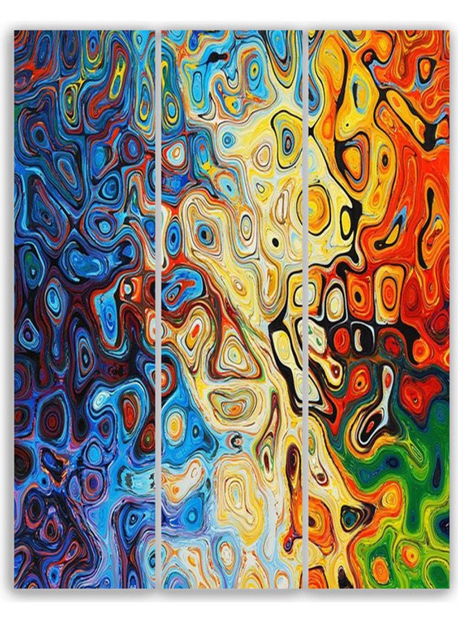 طقم لوحات فنية بتصميم تجريدي مكون من 3 قطع متعدد الألوان 15x60سم - Image 1