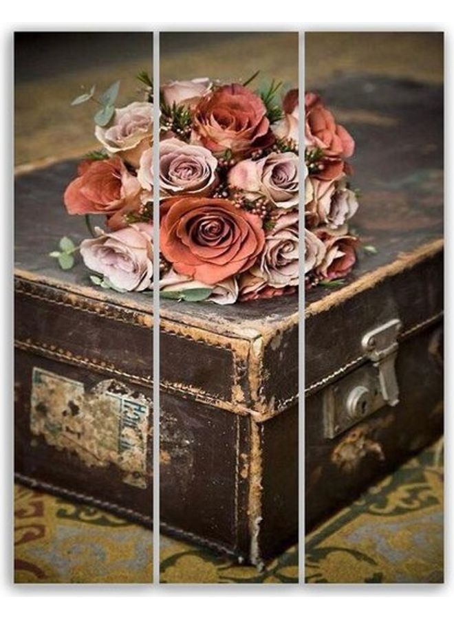 طقم لوحات فنية بتصميم ورود من 3 قطع متعدد الألوان M - Image 1