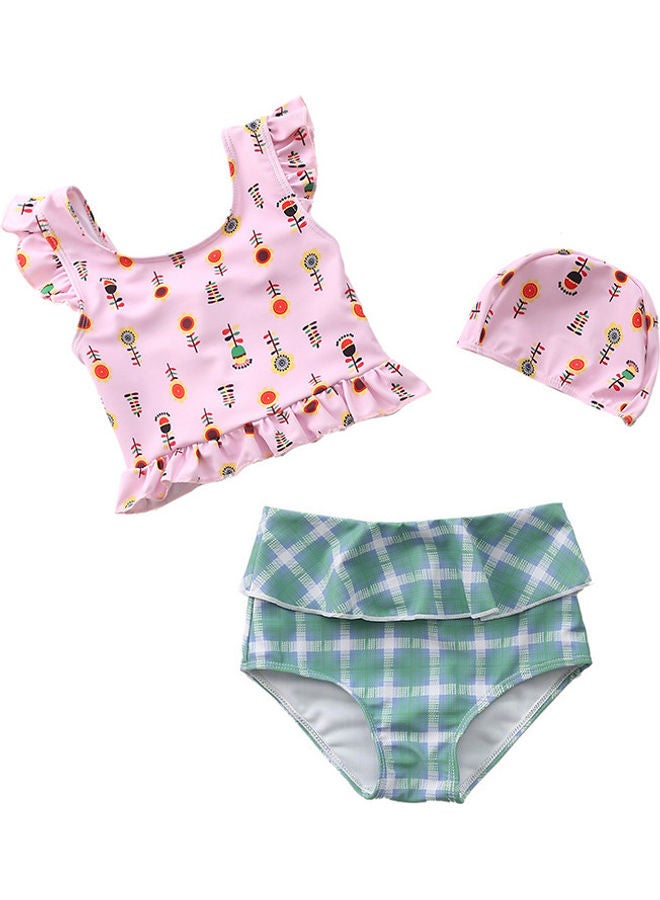 XiuWoo 2-Piece Girl's Swimwear with Cap 80cm 