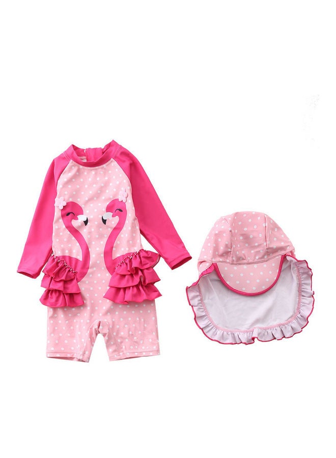 XiuWoo Girl's Cute Swimwear with Cap 80cm  - Image 1