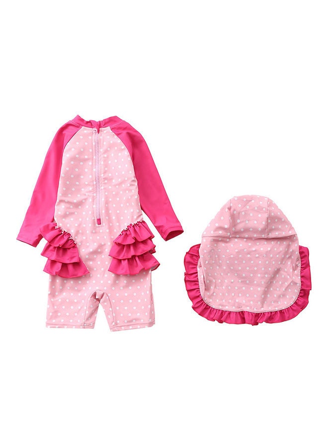XiuWoo Girl's Cute Swimwear with Cap 80cm  - Image 2