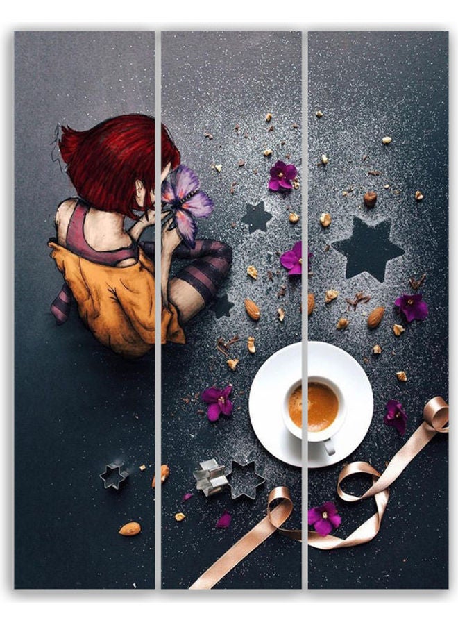 طقم لوحات فنية بتصميم القهوة مكون من 3 قطع متعدد الألوان M - Image 1
