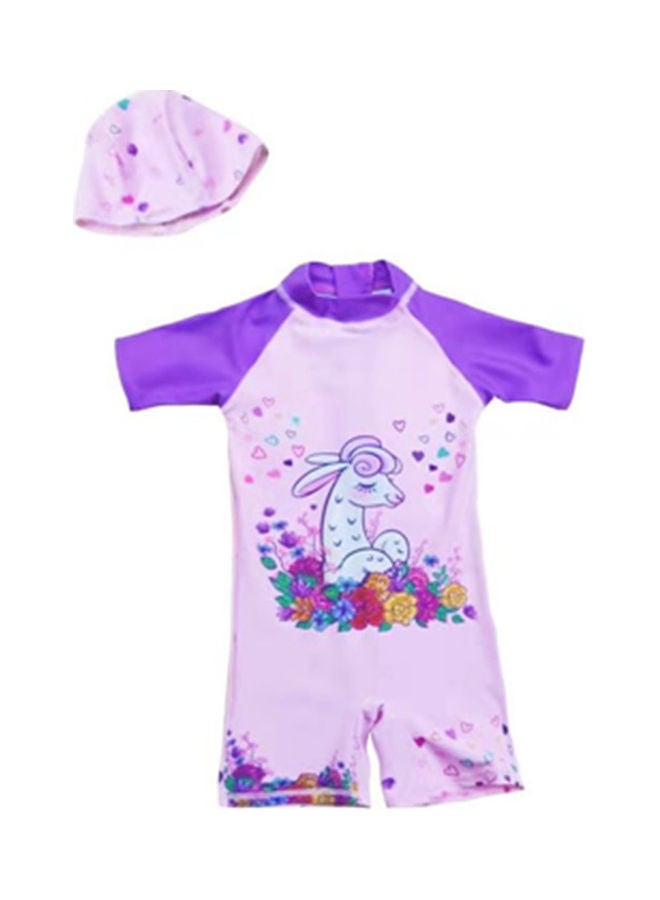 XiuWoo Girl's Cute Swimwear With Cap 80cm 