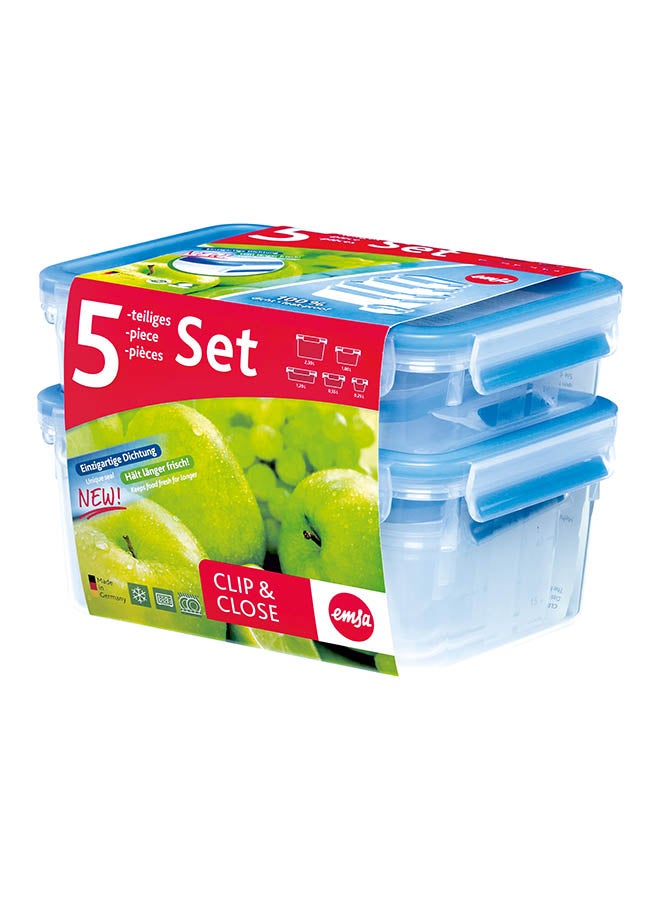 emsa 5-Piece Clip And Close Set Clear/Blue 17x23x16cm - Image 1