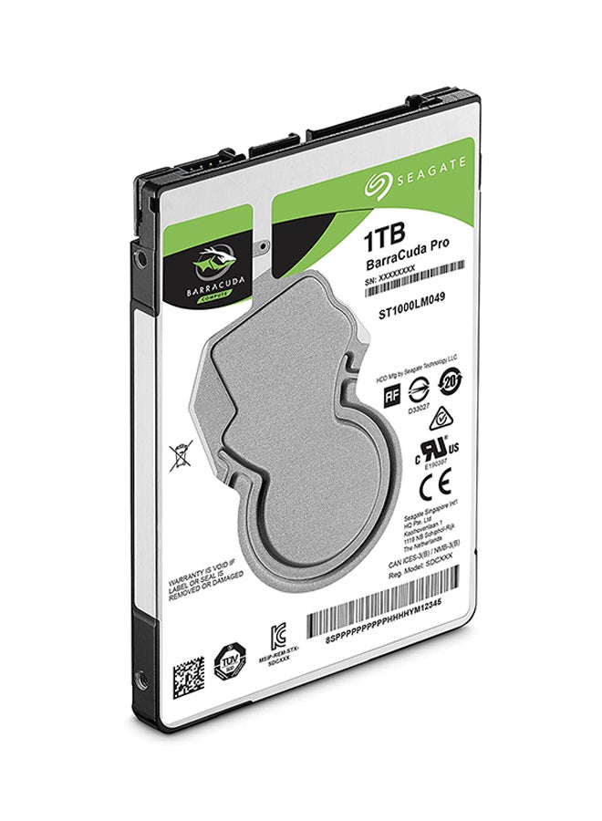 سيجيت محرك أقراص صلبة ساتا باراكودا برو سعة 1 تيرابايت بسرعة 7200 دورة في الدقيقة وسرعة نقل بيانات 6 جيجابت بالثانية وذاكرة مخبأة سعة 128 ميجابايت طراز ST1000LM049 أسود/فضي - Image 2
