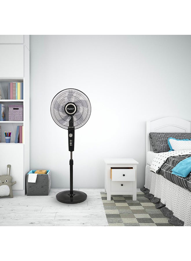 Flexy 16 Inches 5 Leaf Adjustable Height 3 Speed Stand Fan FST16TS Black  - Image 2