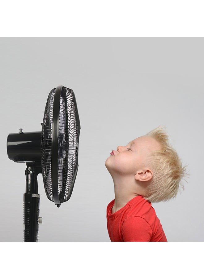 16 Inches 5 Leaf Adjustable Height 3 Speed Stand Fan FST16TS Black