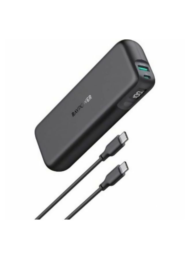 RAVPOWER 20000.0 mAh PD Pioneer Dual Port Portable Power Bank With Charging Cable black  - Image 4