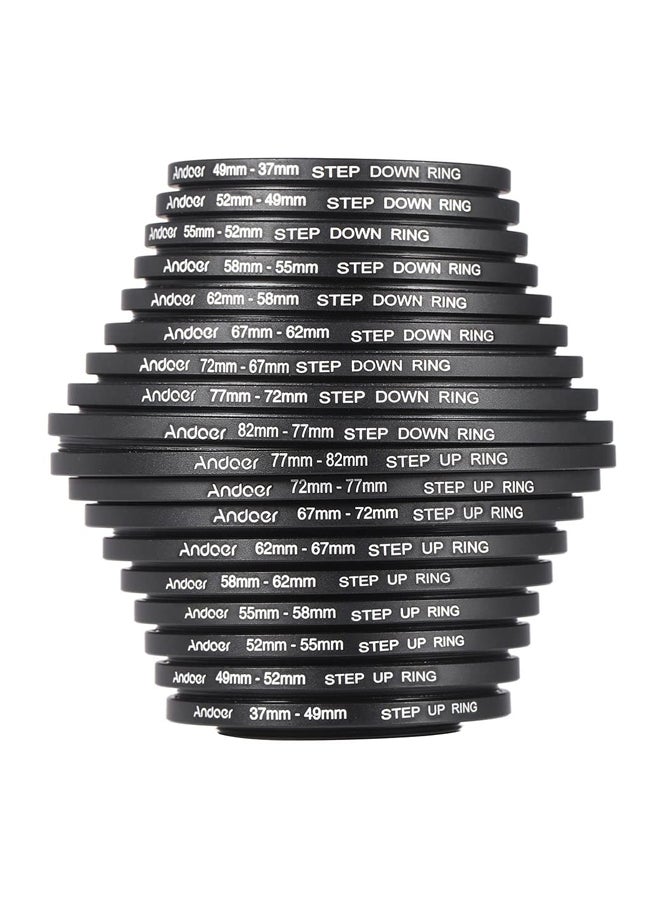 ANDOER 18-Piece Step Up And Down Lens Filter Adapter Ring Set Black  - Image 4
