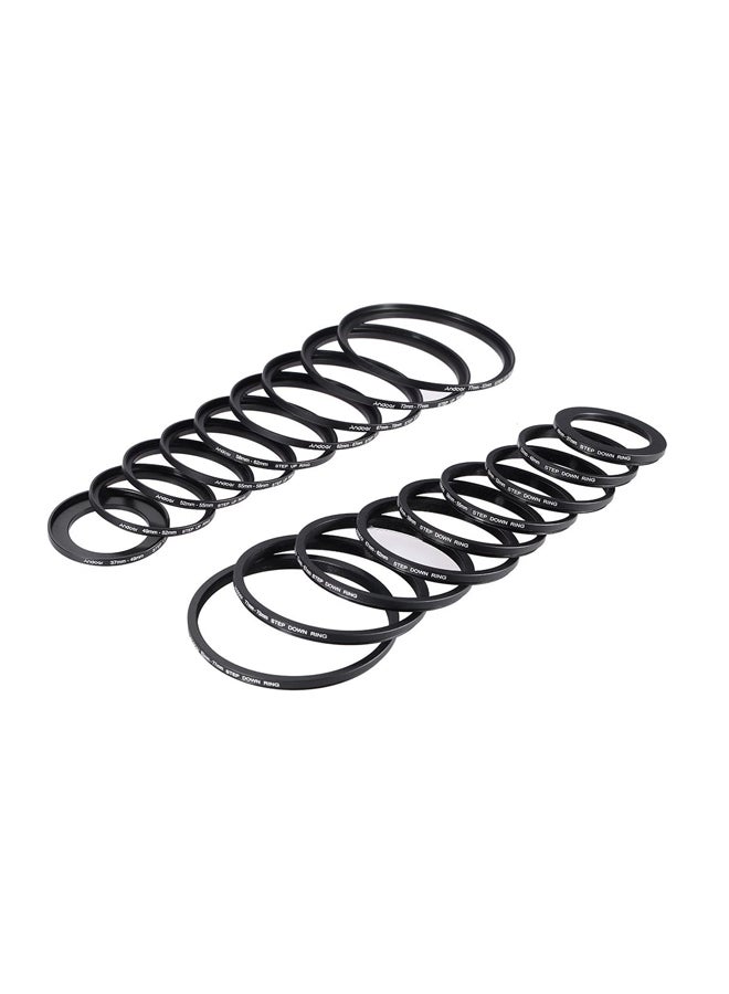 ANDOER 18-Piece Step Up And Down Lens Filter Adapter Ring Set Black  - Image 1