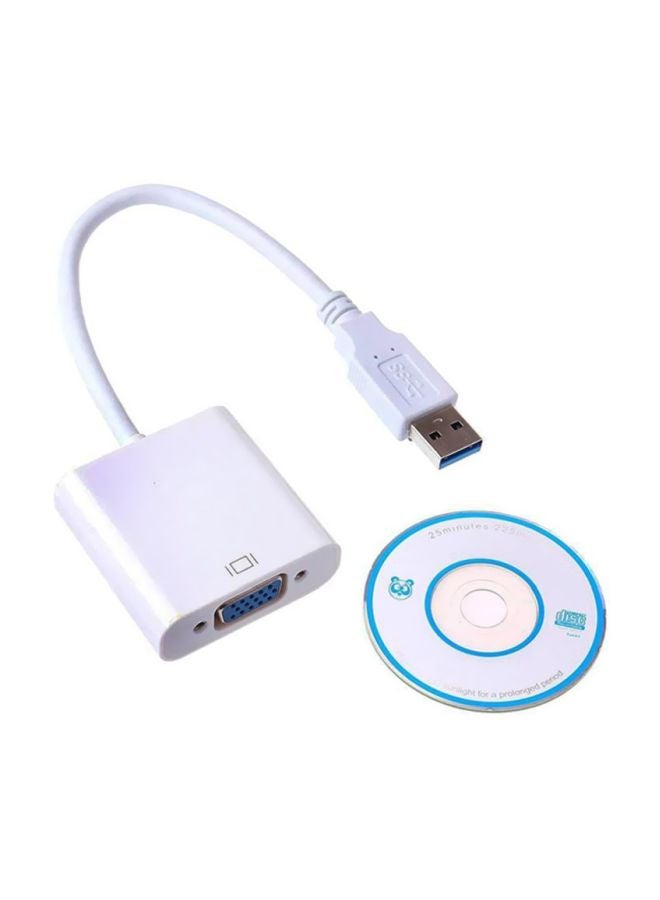 أليش كابل محول من USB 3.0 إلى VGA أبيض  - Image 1