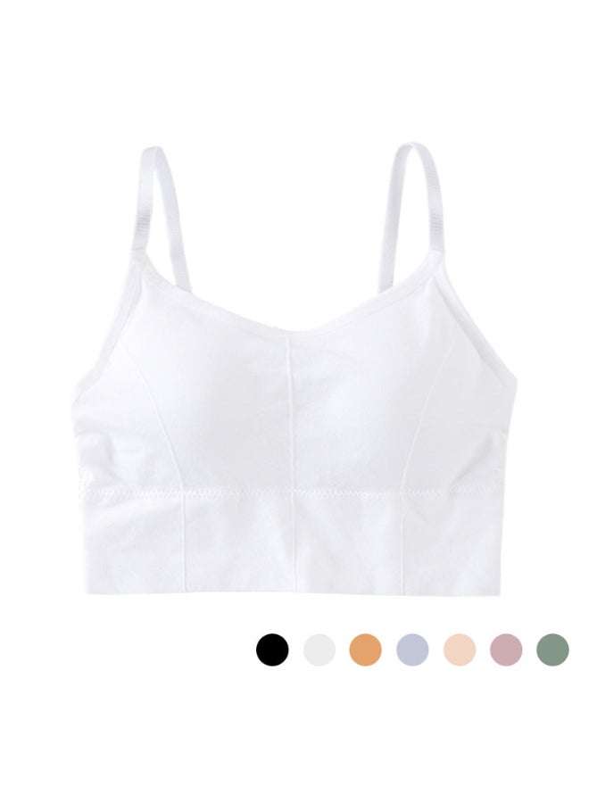 Wide Waist Detail Padded Sports Bra White