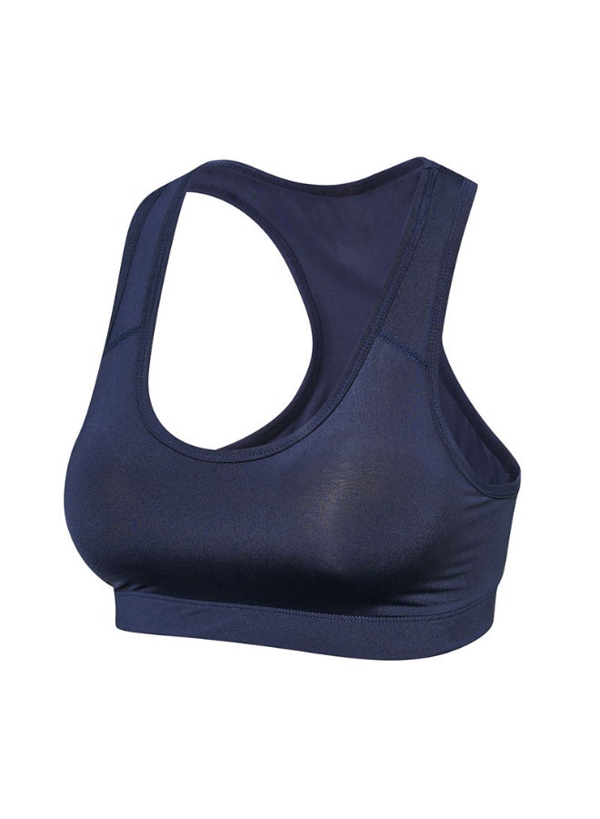 Quick Dry Elastic Waist Detail Sports Bra Dark Blue  - Image 1