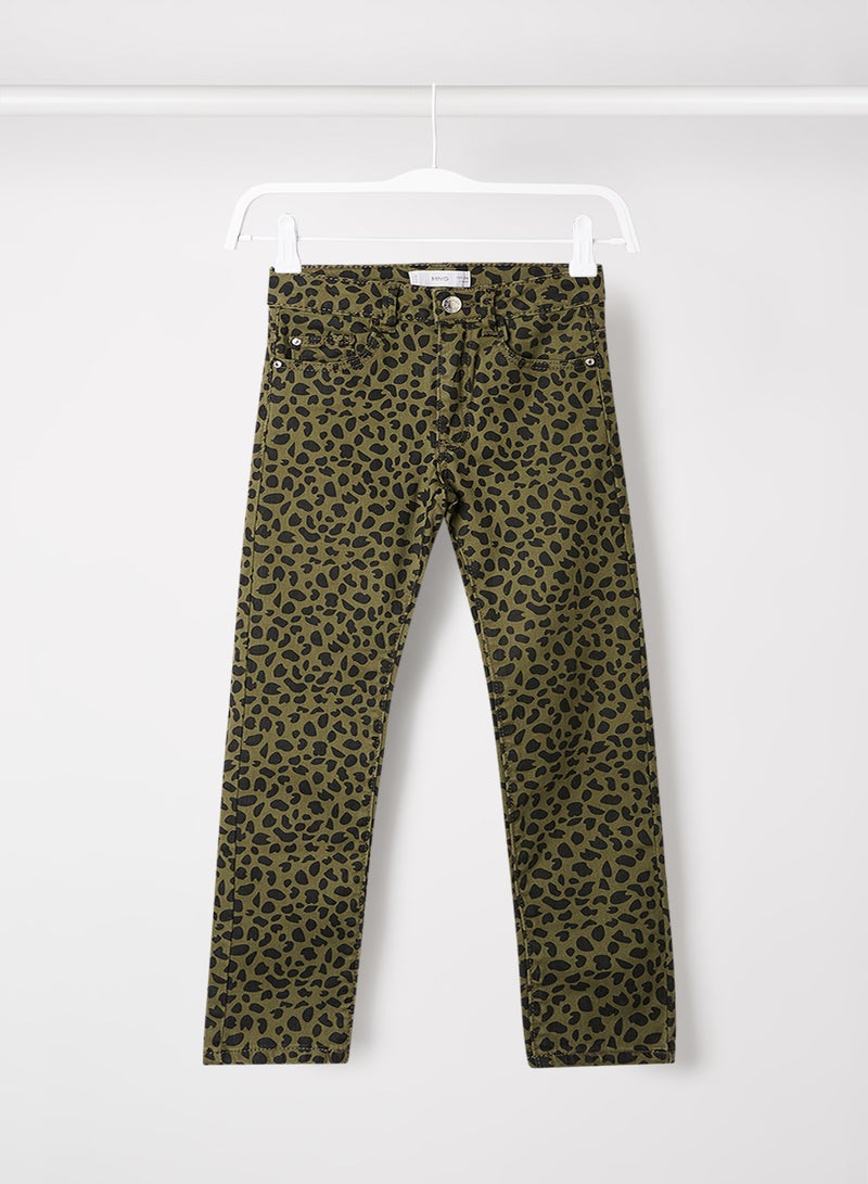 MANGO - Kids All-Over Printed Slim Jeans Khaki - Image 1