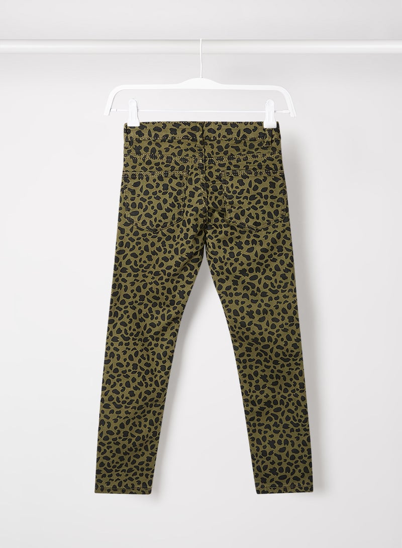 MANGO - Kids All-Over Printed Slim Jeans Khaki - Image 1