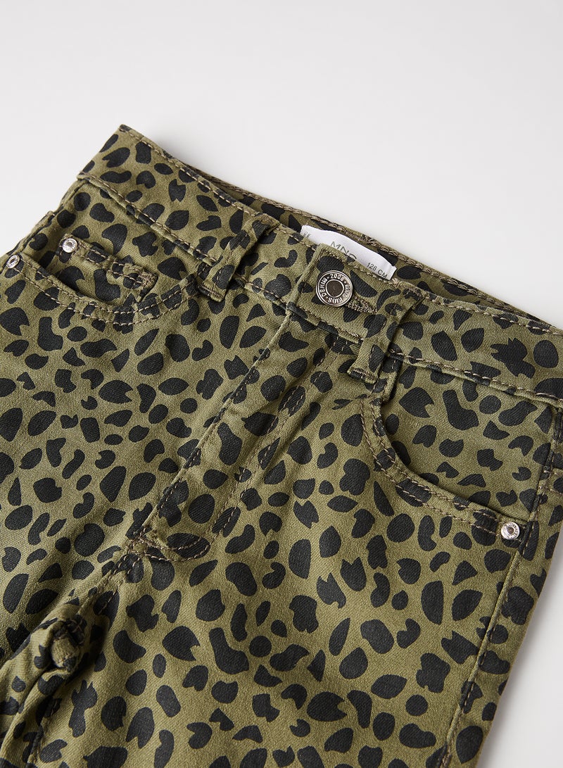 MANGO - Kids All-Over Printed Slim Jeans Khaki - Image 1