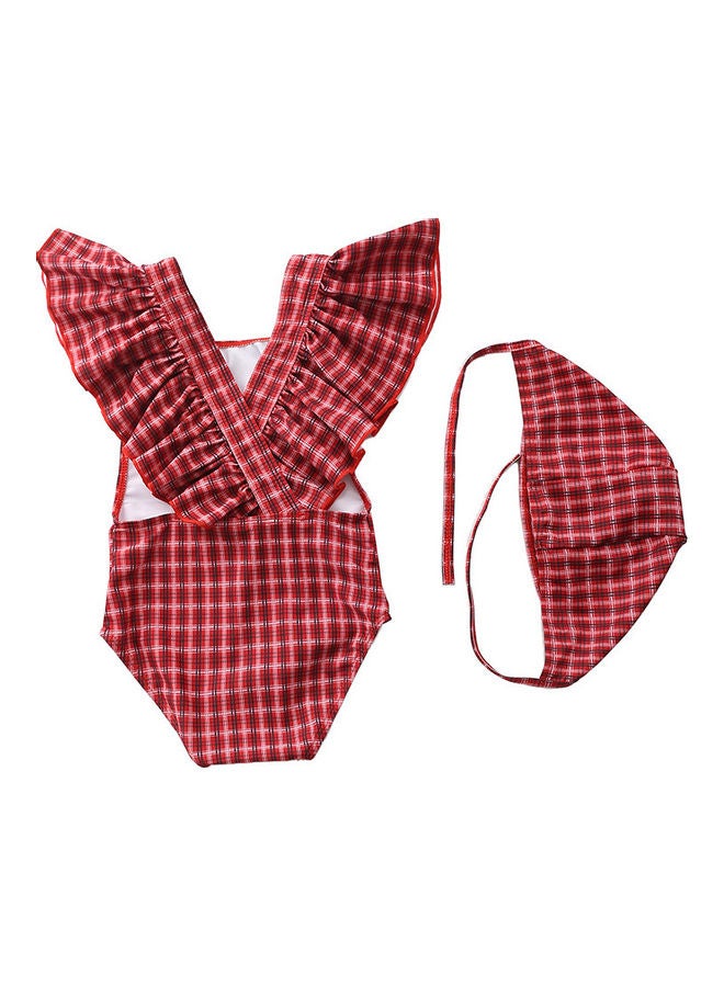XiuWoo Girl's Cute Swimwear with Cap 80cm 