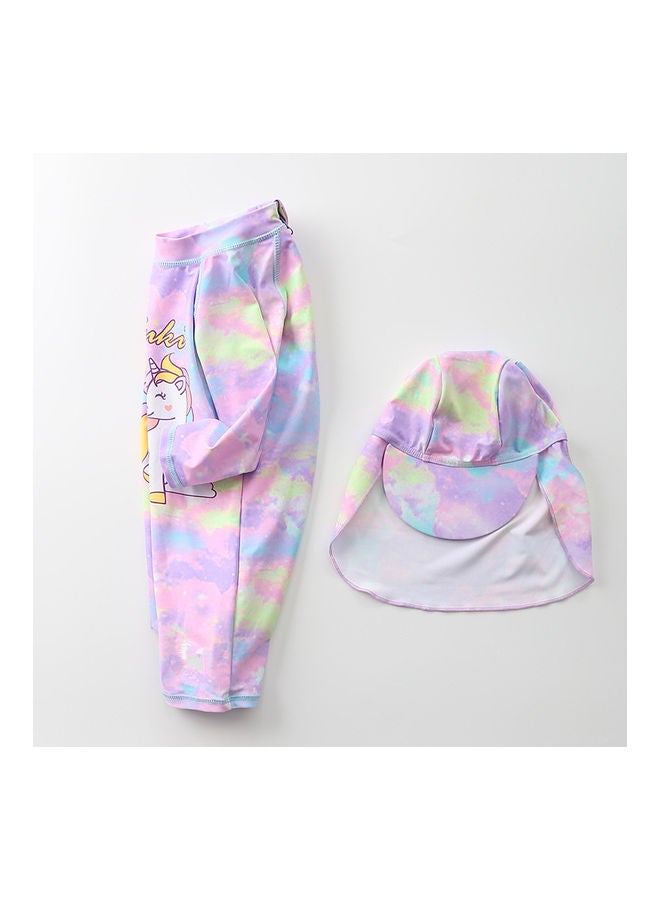 XiuWoo Girl's Cute Swimwear With Cap 110cm - Image 3