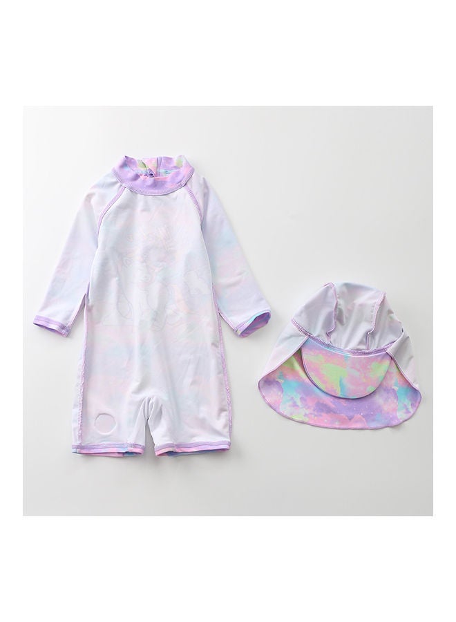 XiuWoo Girl's Cute Swimwear With Cap 110cm - Image 4