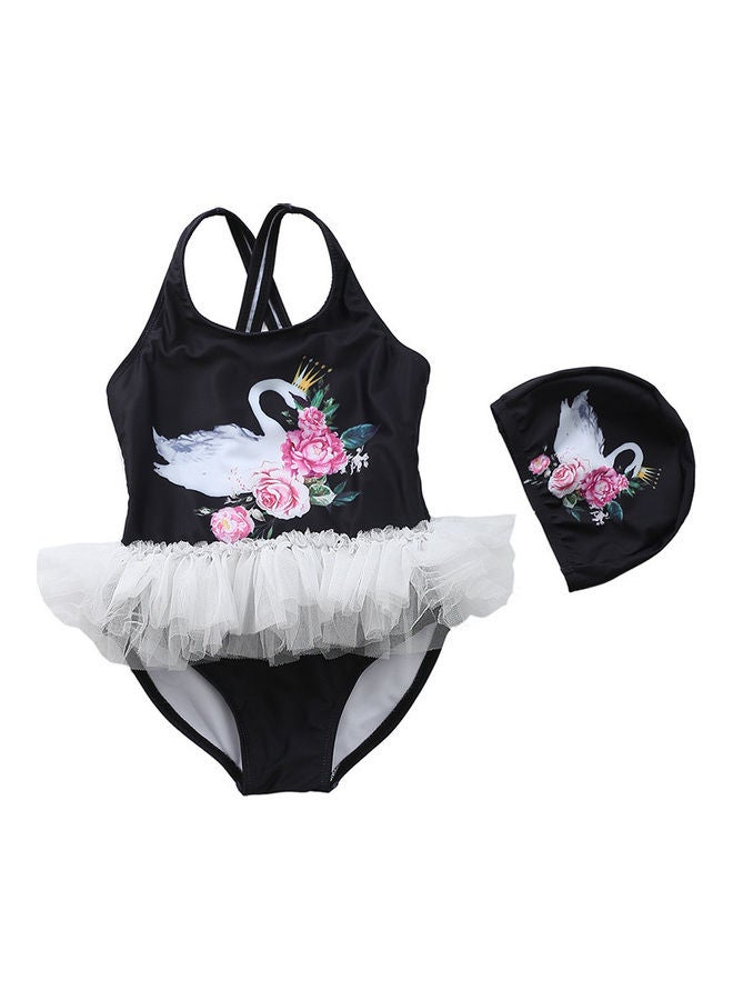 XiuWoo Girl's Cute Swimwear With Cap 80cm 