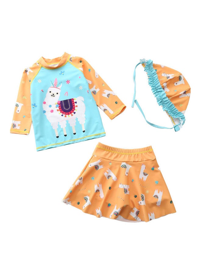 XiuWoo 2-Piece Girl's Cute Swimwear Set with Cap 100cm 