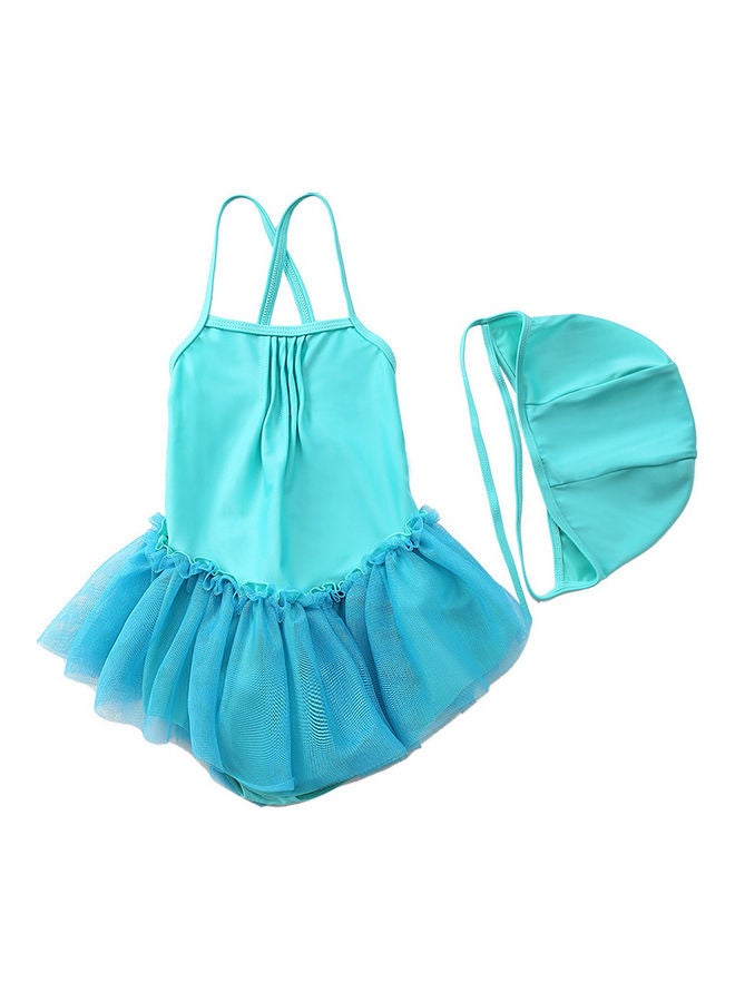 XiuWoo Girl's Cute Swimwear With Cap 100cm 