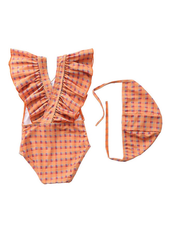 XiuWoo Girl's Cute Swimwear With Cap 90cm 