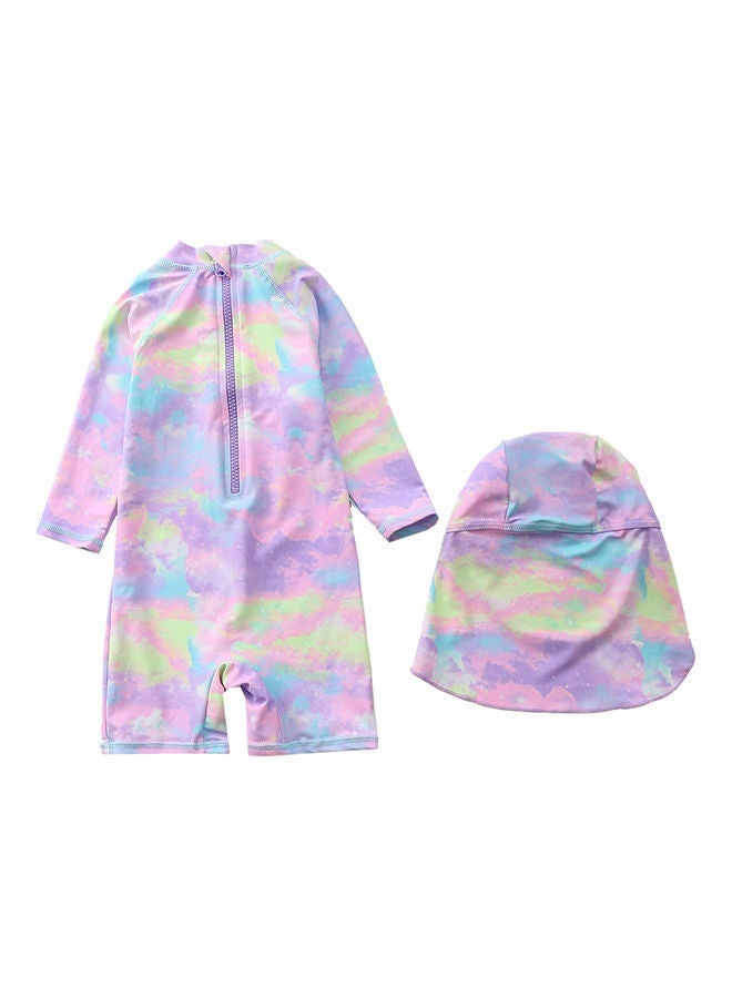 XiuWoo Girl's Cute Swimwear With Cap 100cm  - Image 2