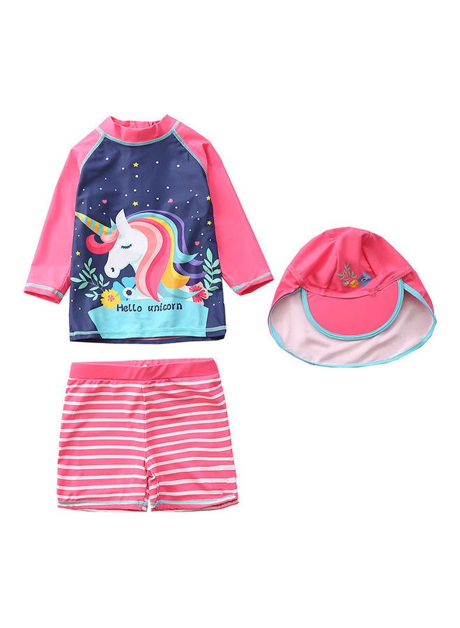 XiuWoo 2-Piece Girl's Cute Swimwear With Cap 80cm  - Image 1