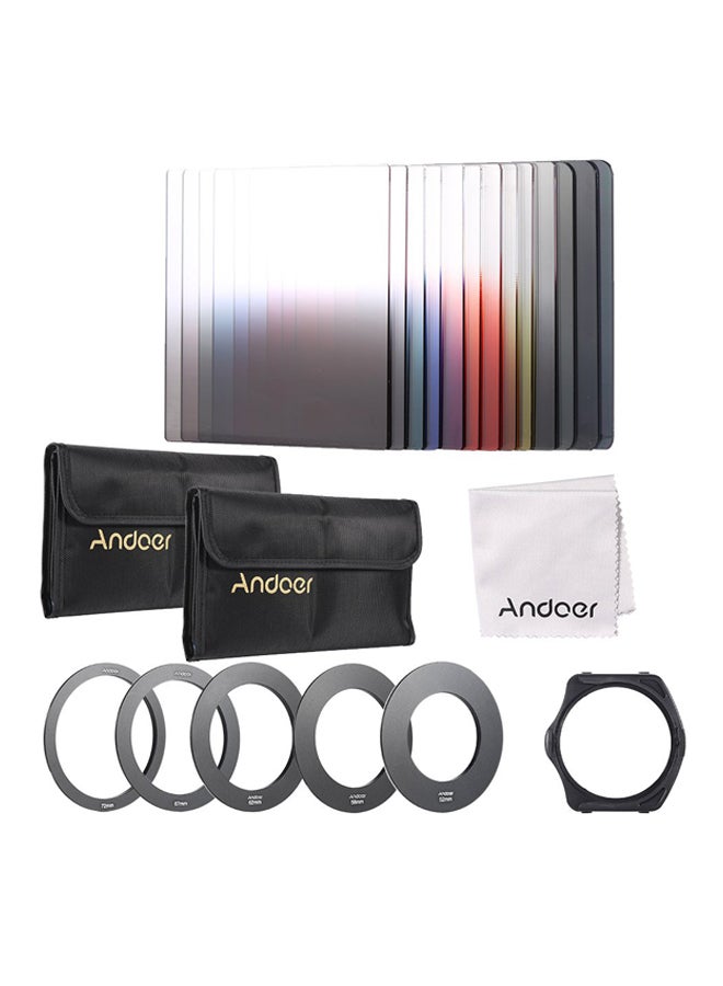 ANDOER - 13-Piece Square Gradient Filter Bundle Kit Black/BLue/Red - Image 1