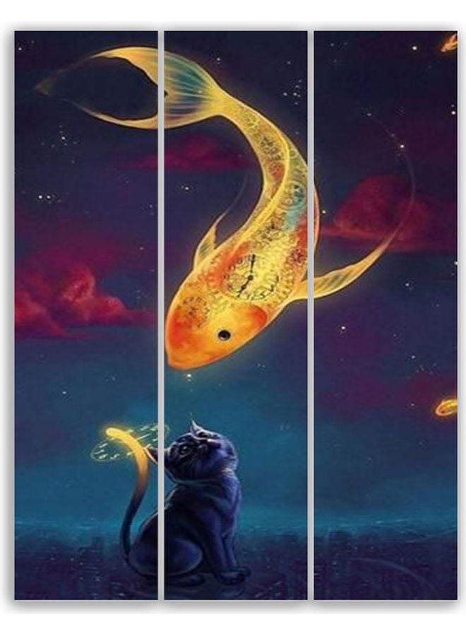 طقم لوحات فنية بتصميم رسوم متحركة على شكل سمكة مكون من 3 قطع متعدد الألوان L - Image 1