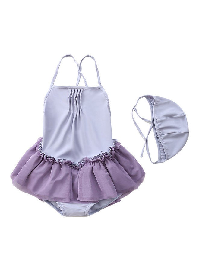 XiuWoo Girl's Cute Swimwear With Cap 100cm 
